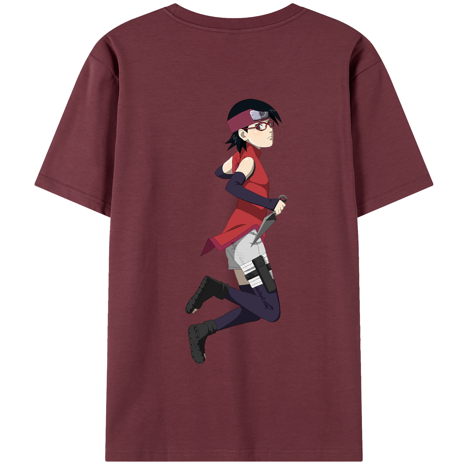 （画像用） NARUTO -ナルト- うちは サラダ Uchiha Sarada 綿100％半袖Tシャツ（背面プリント）